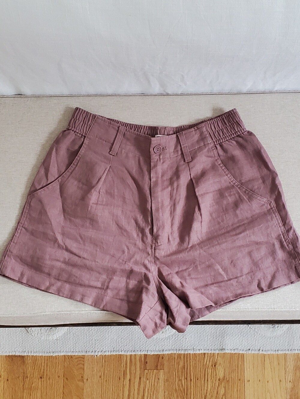 Madewell Neale Short 100% Linen Evening Mauve Size 6 - Picture 7 of 10